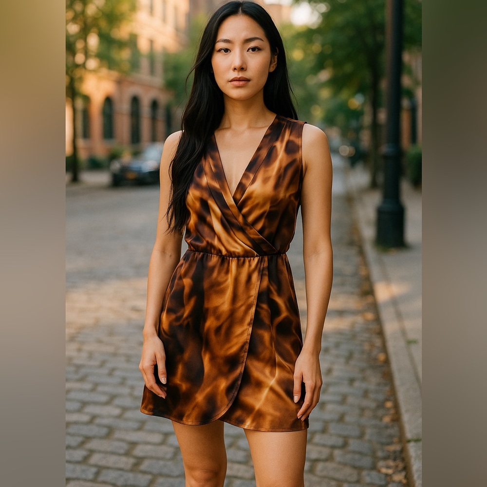 Brown and‎ Tan Sleeveless Dress